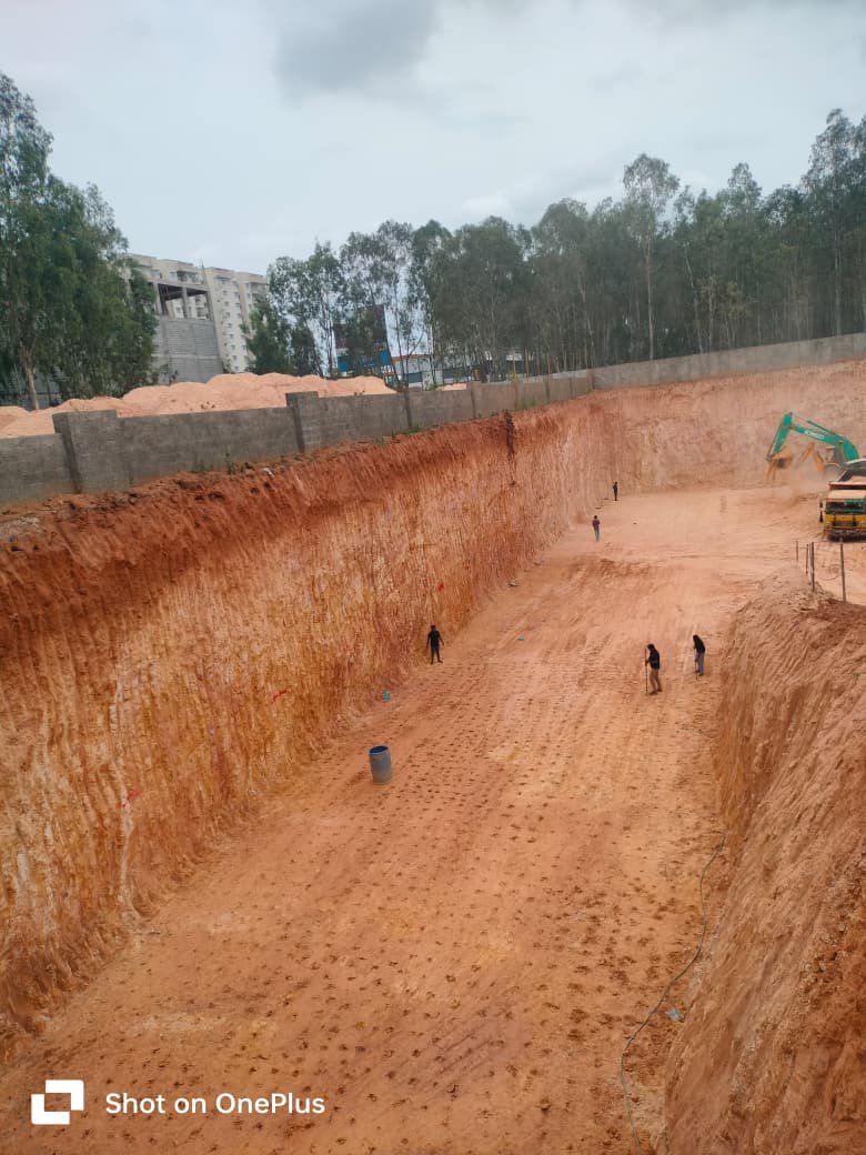 Anti-termite soil trench treatment around a building foundation